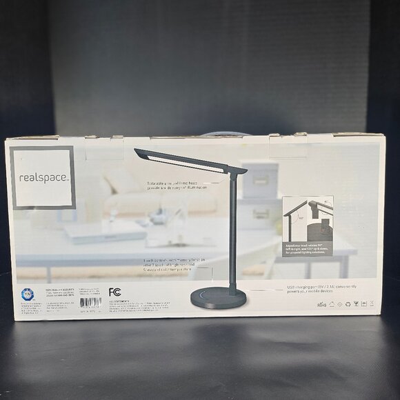 Real Space LED Desk Lamp With USB Port 158 H Black Finish Like New - Picture 8 of 12